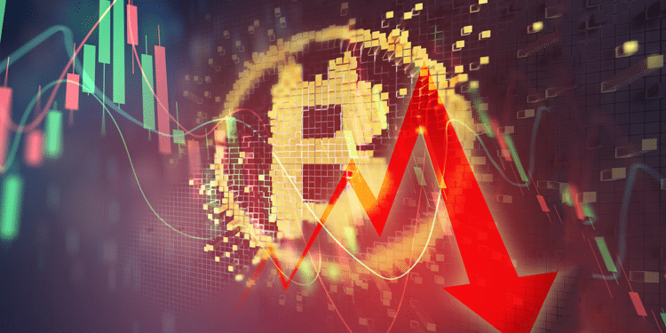 Precio de BItcoin en rojo.