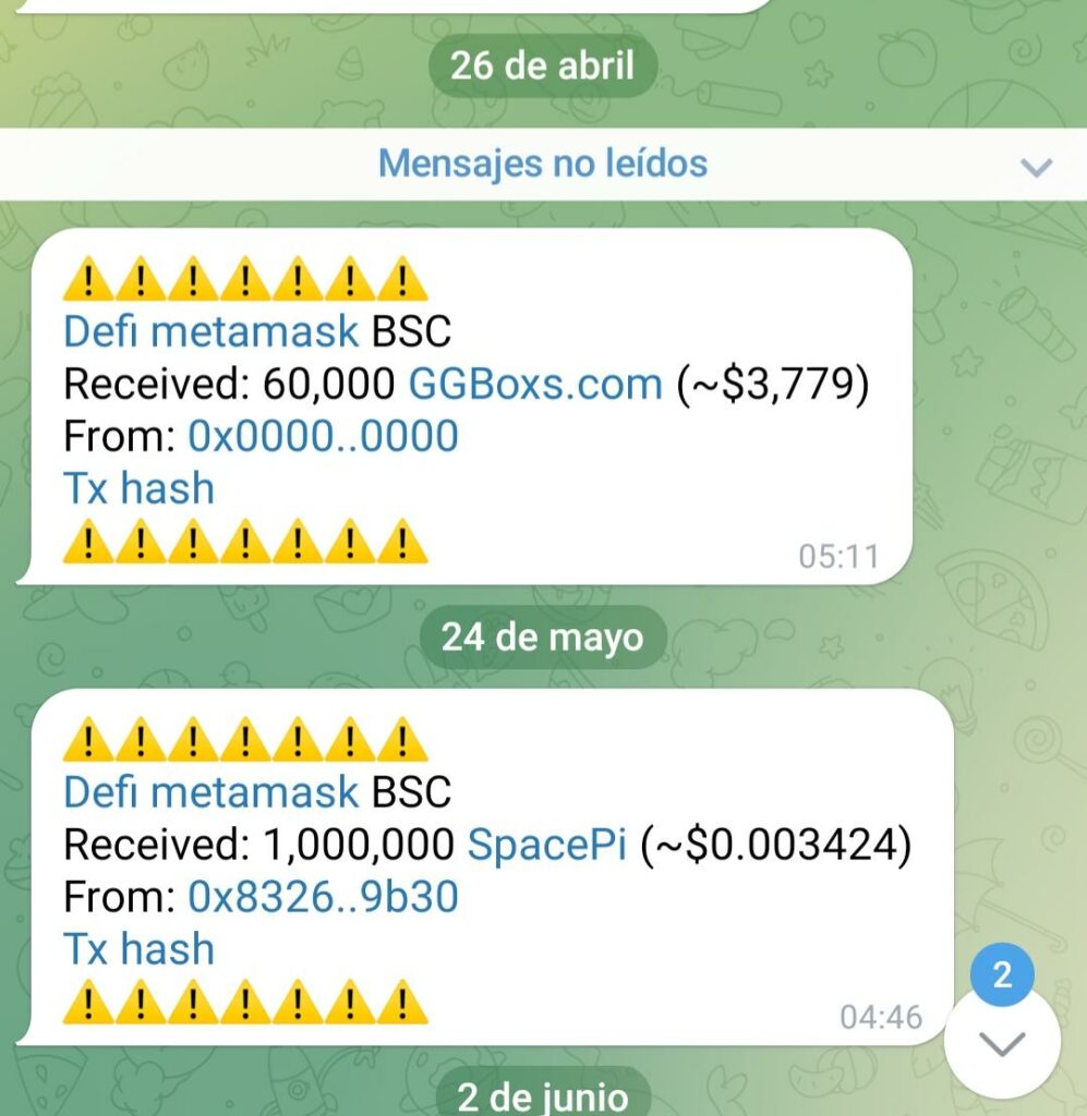 Bot invita por telegram a invertir en airdrops, es una estafa.