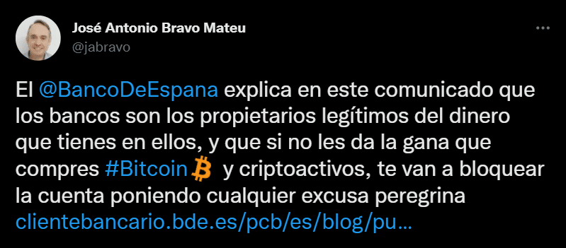 Criticism of banking regulations on cryptocurrencies in Spain