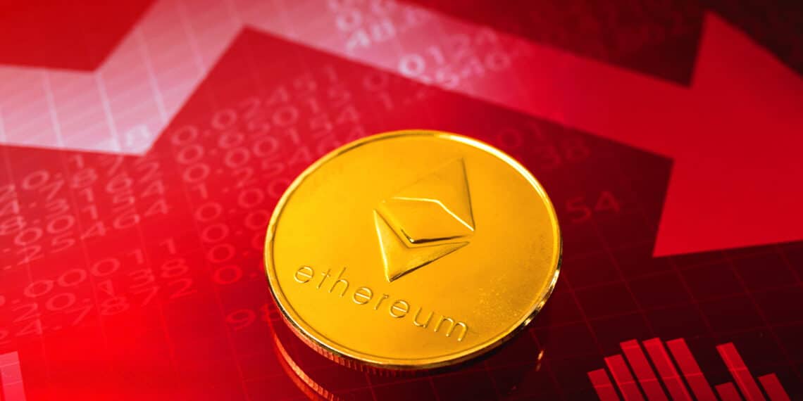 Ethereum y gráfico rojo.