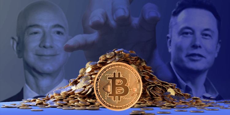 Musk y Bezos podrían comprar todos los BTC en circulación con sus fortunas. Composición por CriptoNoticias. annagarmatiy/ stock.adobe.com; Steve Jurvetson / wikipedi.org; hadkhanong/ stock.adobe.com; Clemens Bilan / infobae.com; NeoLeo/ stock.adobe.com