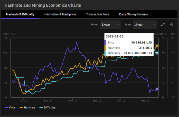 Hashrate de Bitcoin.