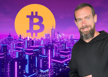 Jack Dorsey en un metaverso con un bitcoin.