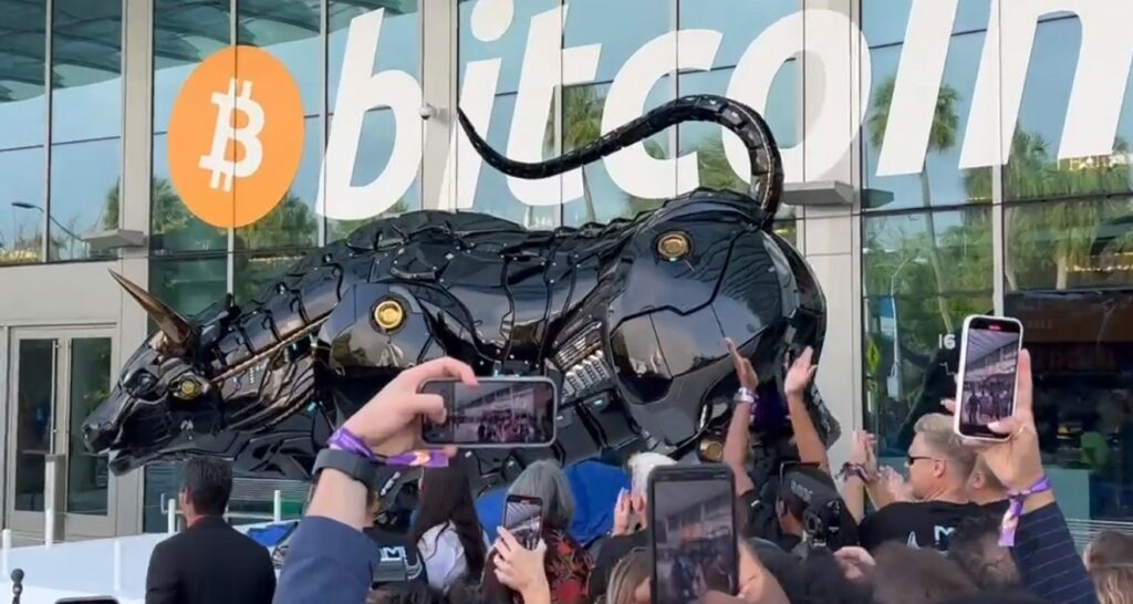 This is the laser-eyed bull stealing the show at Bitcoin Conference 2022