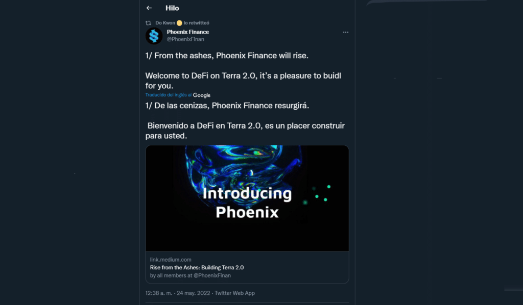 Phoenix es la DeFi para Terra 2.0.