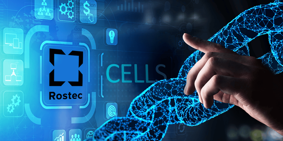 La plataforma CELLS incorpora la tecnología blockchain y se creó para sustituir al sistema de pagos SWIFT. Composición por CriptoNoticias. Fuente: rostec.ru/en / WrightStudio ; NicoElNino / stock.adobe.com.