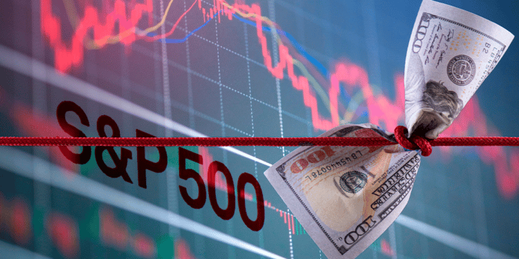 S&P 500 con dólar asfixiado y gráfico rojo.