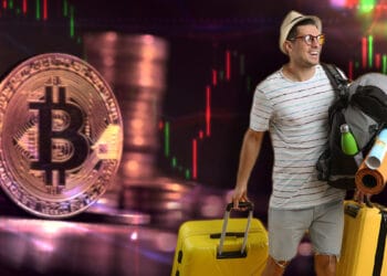 Turista alejándose de Bitcoin.