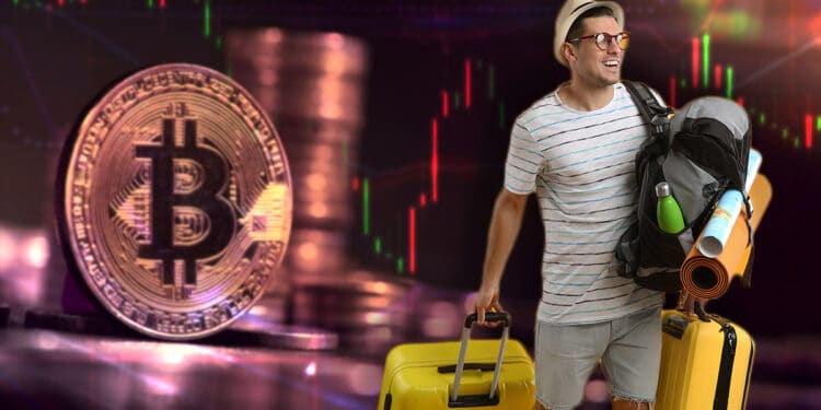 Turista alejándose de Bitcoin.
