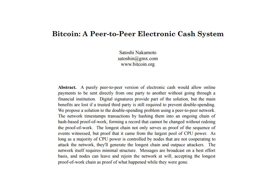 Extracto del Libro Blanco de Satoshi Nakamoto.