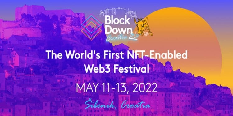 Logo del evento sobre una imagen de la ciudad de Šibenik, Croacia