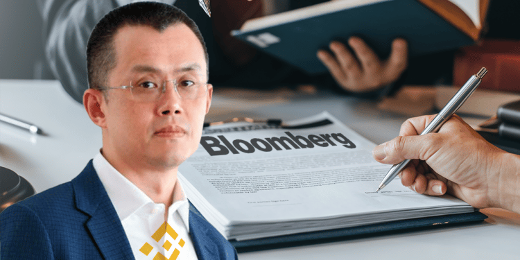 Changpeng Zhao, CEO de Binance, decidió denunciar a Bloomberg por un artículo en el que hacen varios señalamientos contra la empresa y su persona. Composición por CriptoNoticias. Fuente: forbes.com / wikipedia.org / amnaj / stock.adobe.com.