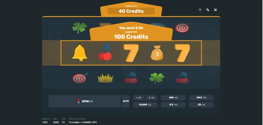 Image of the CryptoGames slot results block