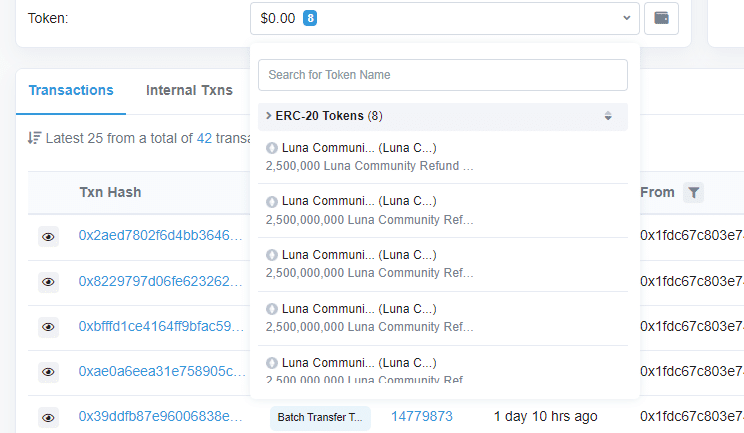 luna community token issuance list