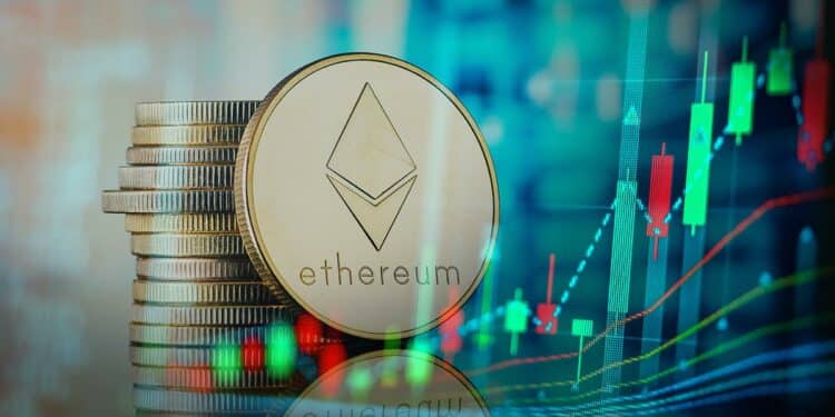Ethereum junto a un gráfico de mercado.