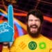 fanático de las criptomonedas frente a gráfico de mercado en en rojo