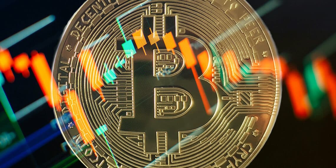 Bitcoin con gráfico de velas.