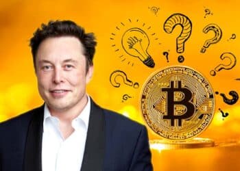 Elon Musk junto a Bitcoin.