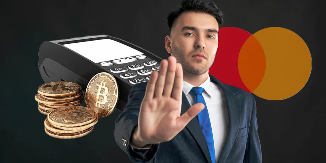 El director financiero de Mastercard, Sachin Mehra ve como un problema para el consumidor la fluctuación en los precios de bitcoin. Composición por CriptoNoticias. Fuente: Cipri Suciu / stock.adobe.com ;  kv_san
 / stock.adobe.com ; Mastercard / Wikipedia.