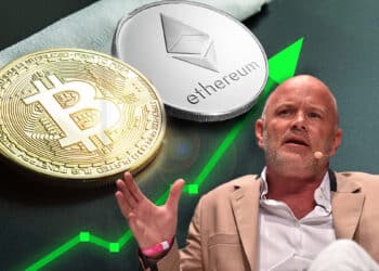 Novogratz, con BTC y ETH y gráfico verde.