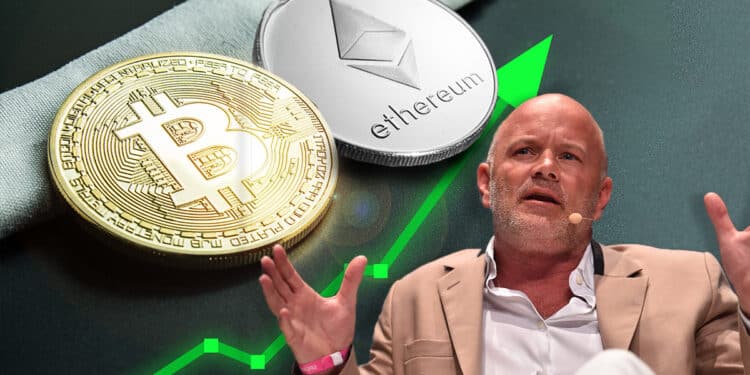 Novogratz, con BTC y ETH y gráfico verde.