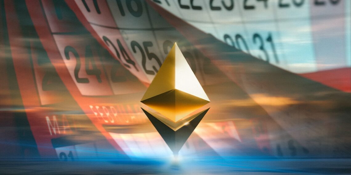 Ethereum 2.0 acompañado de un calendario con la fecha de fusion.