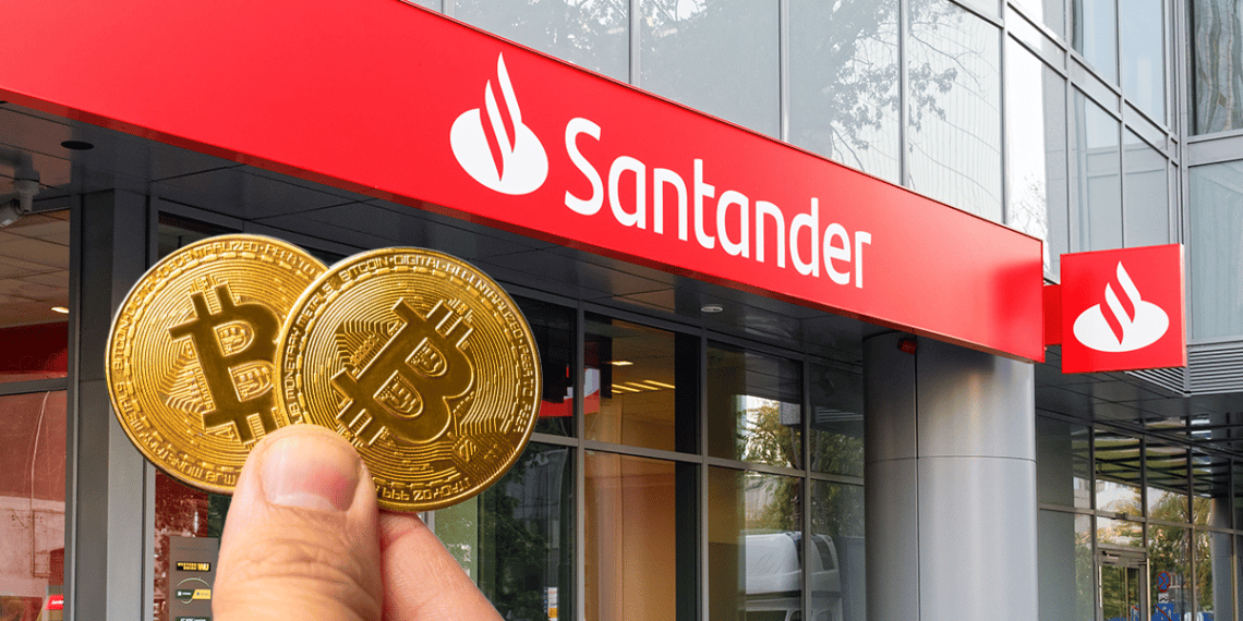 Santander se une a la lista de bancos que están evaluando o ya ofrecen servicios con bitcoin. Composición por CriptoNoticias. Fuente: diy13 ; MOZCO Mat Szymański / stock.adobe.com.