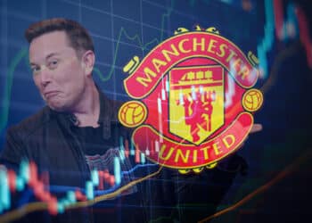 Token MUFC junto a Elon Musk y un gráfico de mercado.