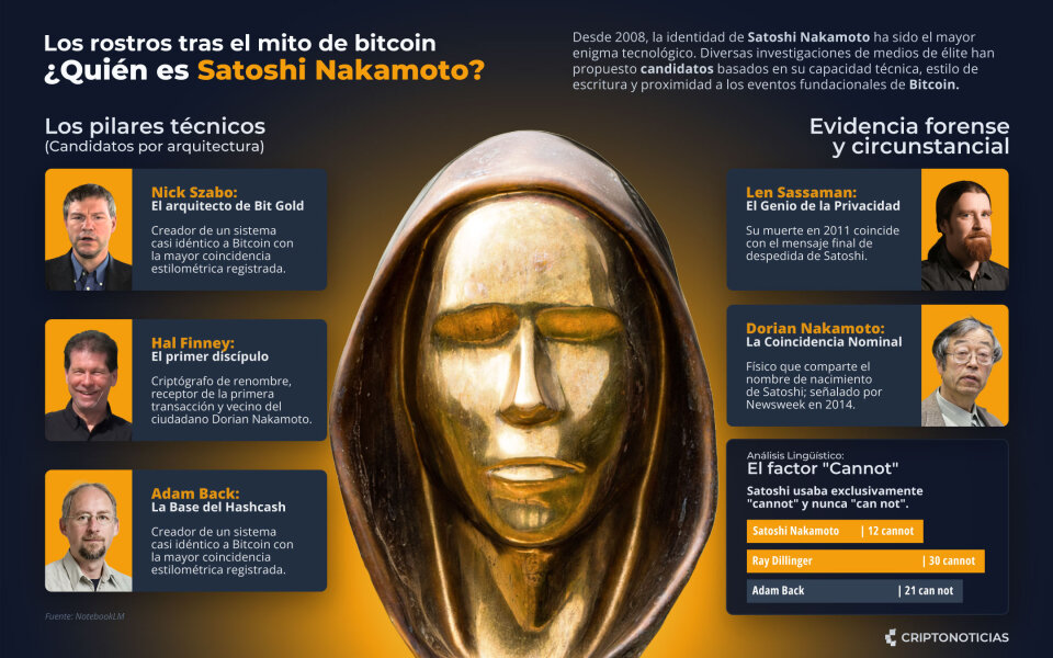 Infografia sobre quién es satoshi nakamoto