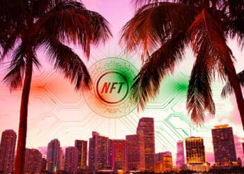 Línea de horizonte de Miami y NFT.