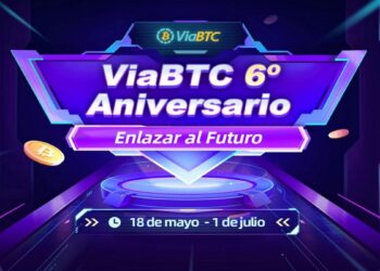 Pancarta promocional del sexto aniversario de ViaBTC.