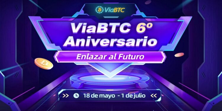 Pancarta promocional del sexto aniversario de ViaBTC.