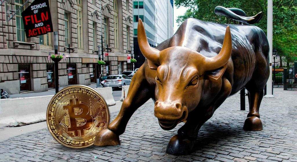 Bull next to Bitcoin.