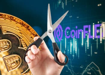 Tabla de trading CoinFLEX con bitcoin y tijera.