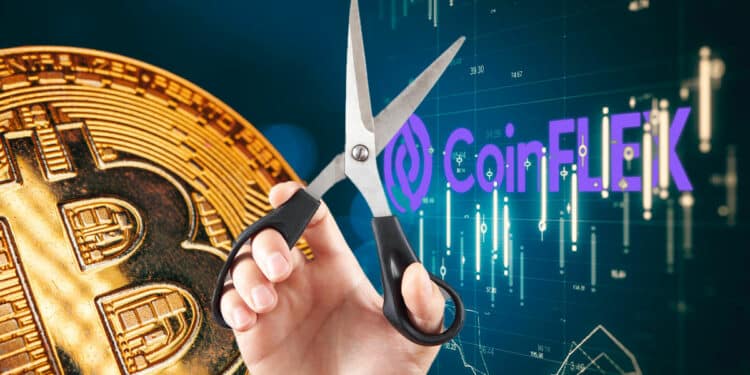 Tabla de trading CoinFLEX con bitcoin y tijera.