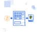 Dispensador junto a un bitcoin y un nft.