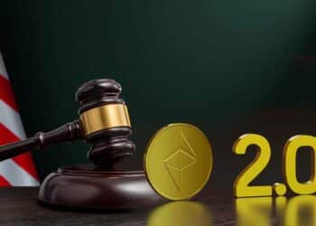 Ethereum 2.0 junto a la bandera de Estados Unidos.