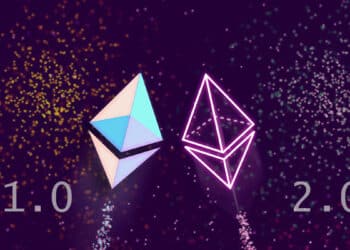logos de ethereum señalan fusión de la red 1.0 y 2.0