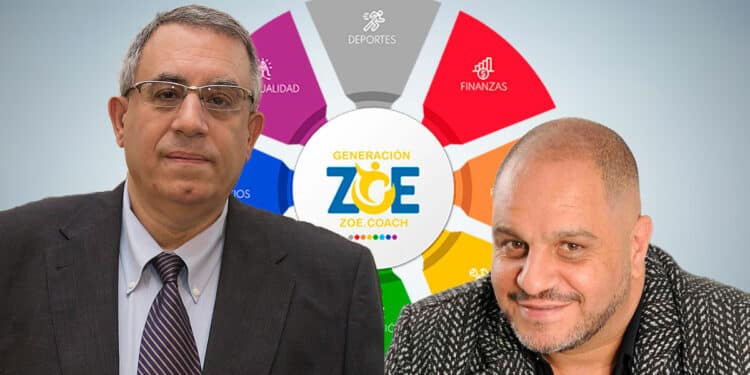 Carlos Maslaton en frente de publicidad de generación Zoe con CEO Leonardo Cositorto