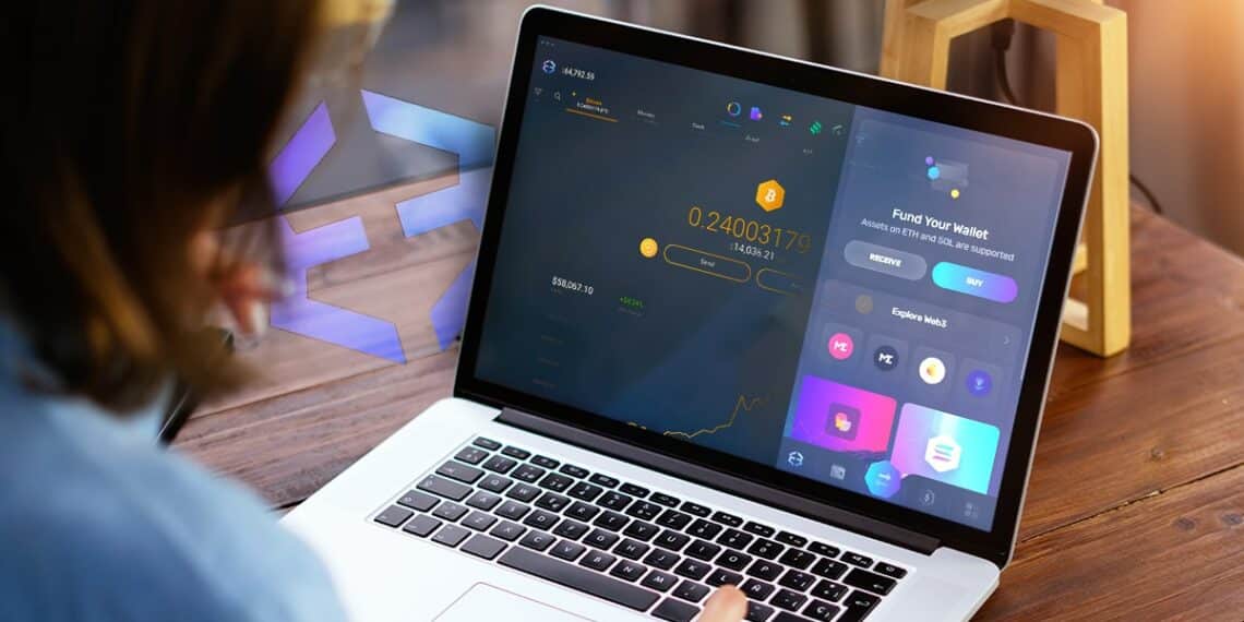 monedero de navegador de exodus en pantalla de computadora