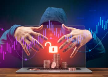 Hacker realizando un hackeo de criptomonedas.