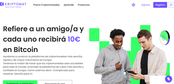 Plataforma web de Kriptomat.