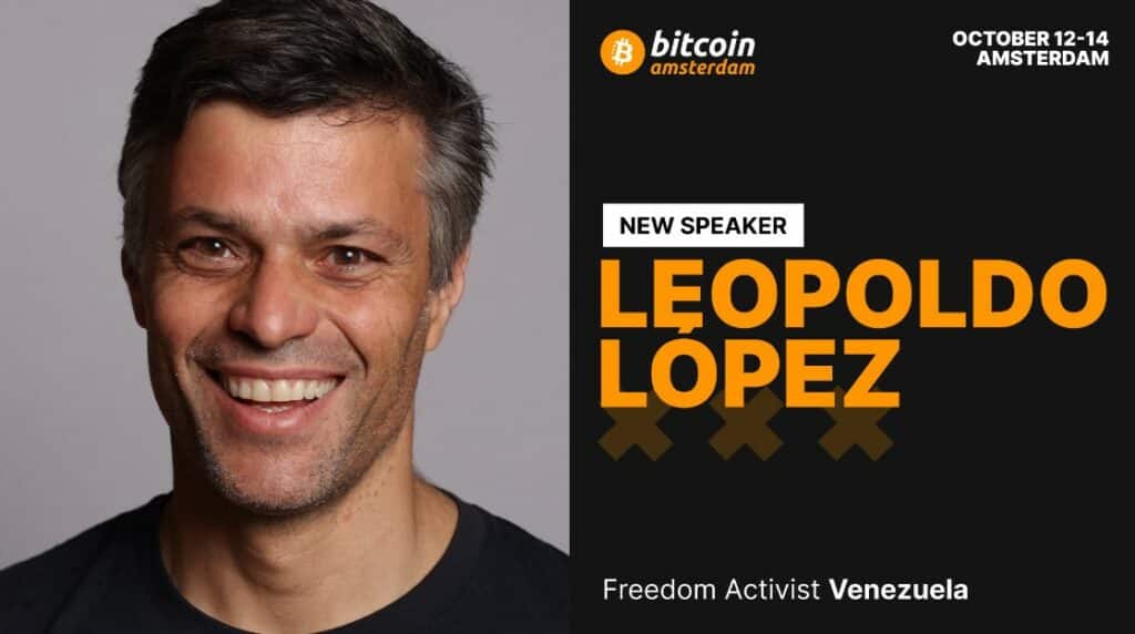 Leopoldo López como speaker en Bitcoin Amsterdam