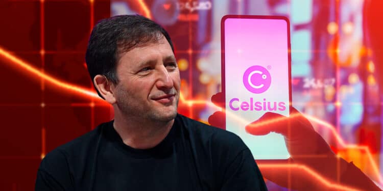 Alex Mashinsky, antiguo CEO de Celsius junto a gráfico bajista.