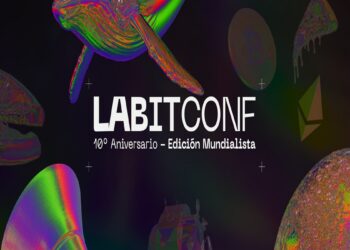 Pancarta promocional de LABITCONF en Argentina.