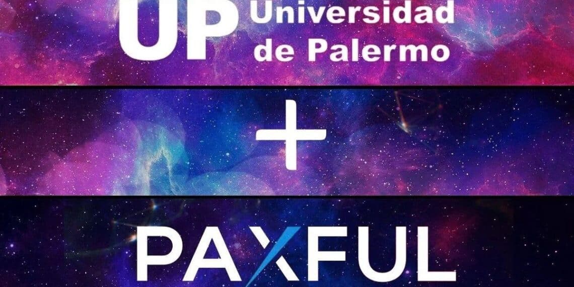 Logos de la Universidad de Palermo y del exchange Paxful.