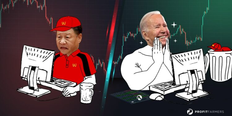 Dibujos animados con la cara de los presidentes de ESA y China