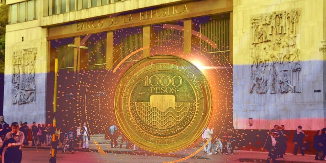 moneda de 100 pesos digital con bandera de Colombia y banco de la república