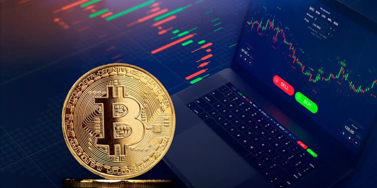 Bitcoin junto a exchange.