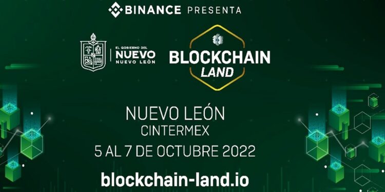 Pancarta promocional del evento Blockchain Land Mexico 2022
